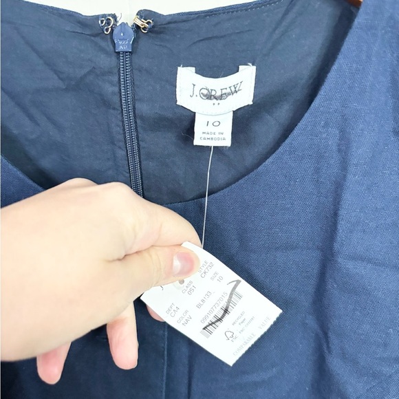 J Crew navy blue button front linen mini dress size 10 new - Picture 4 of 7
